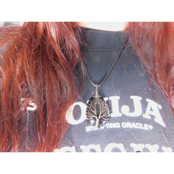 Black Onyx Tree of Life Pendant Necklace Healing Crystal Jewelry 18" Cord - Picture 7 of 7